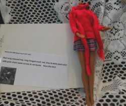 3408 BARBIE SUPER SCARF 1971 - 72 RED, BLUE, PLAID SKIRT,   RED SWEATER TOP, SCARF 3 Pieces